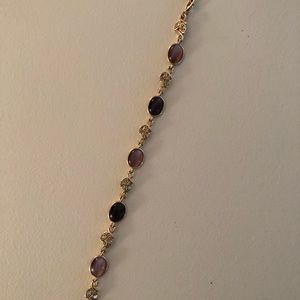Gold Colored Bracelet with Purple & Green Stones